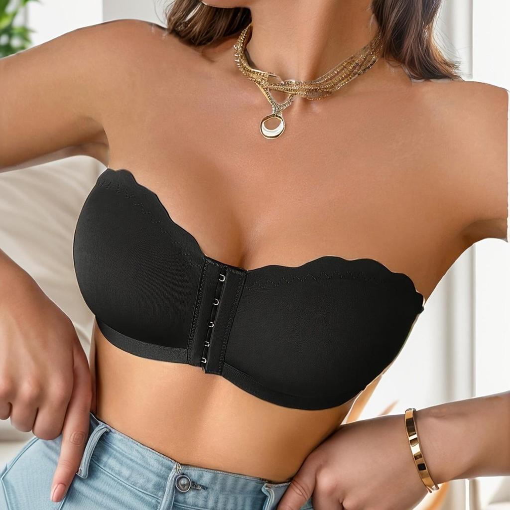 Soutien-gorge push-up sans bretelles pour femme, sous-vêtement sexy de haute qualité, avec boucle frontale, sans couture, invisible, une pièce, antidérapant, idéal pour les fêtes