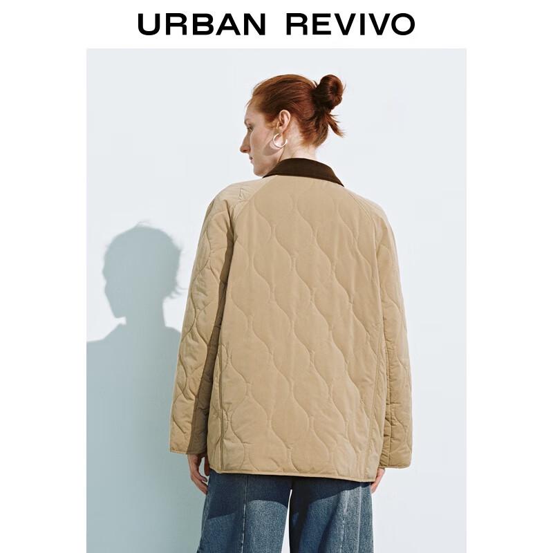 UR Women's Color-Blocked Lapel Quilted Jacket