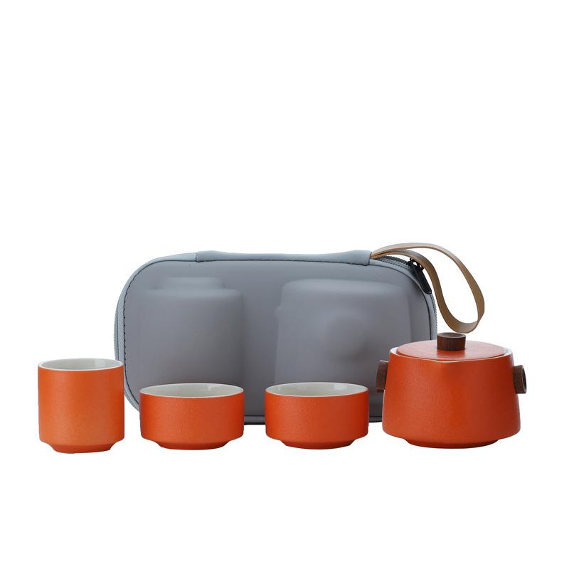 Kuaike Travel Tea Set, One Pot And Three Cups Of Anti-Scalding Ceramic Kung Fu Tea Set, Portable Travel Gift Customization