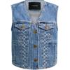 Denim Cotton Button Vest Women Vests Blue CAT12-BLU