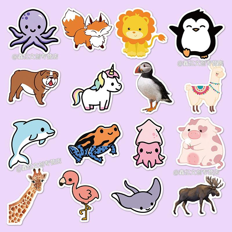50 Stück kreative wasserdichte Tieraufkleber zum Dekorieren von Gepäck, Handyhüllen und anderen Gegenständen