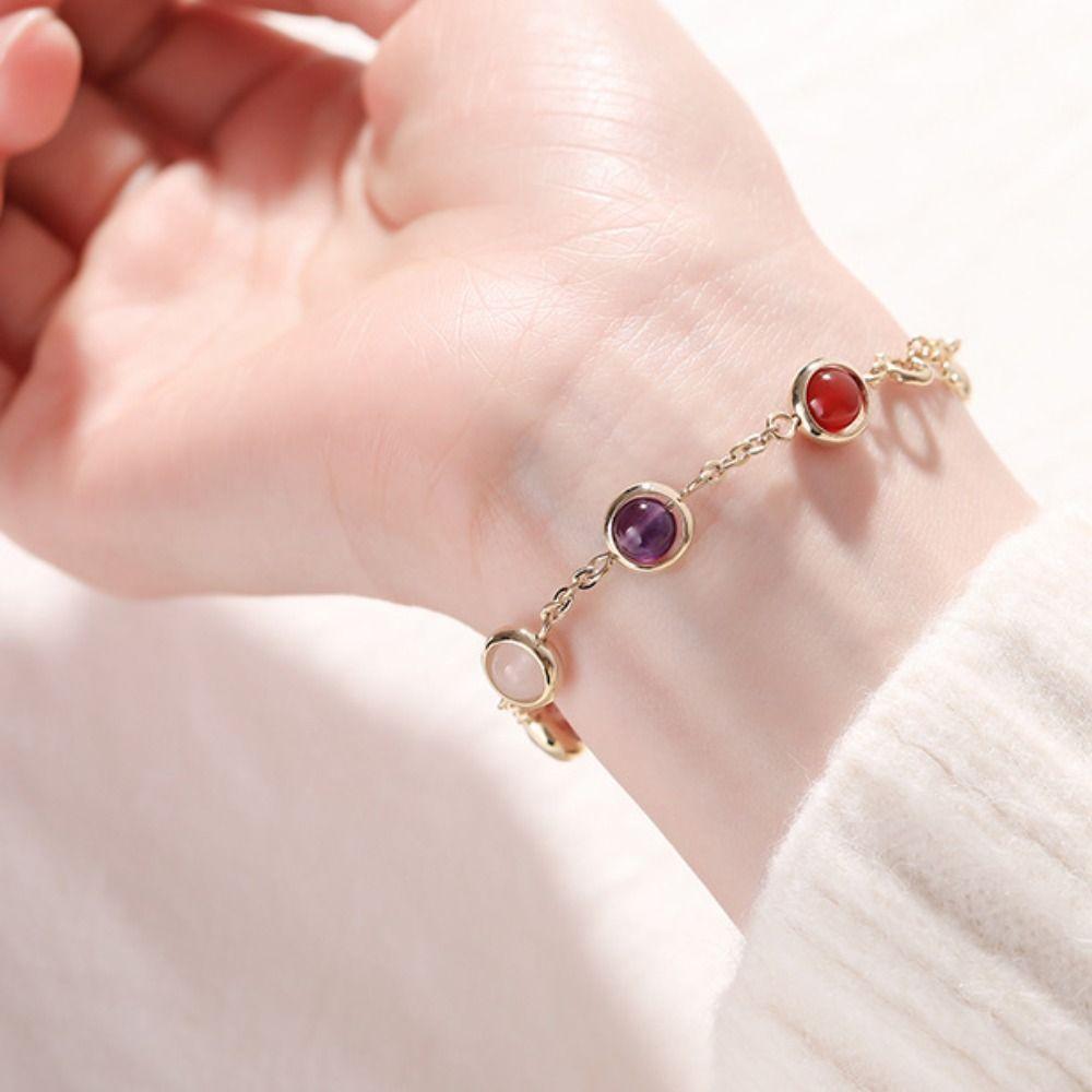 Adjustable Colorful Crystal Lucky Bracelet Rainbow Candy Beads Bangle  Wedding Party Gift