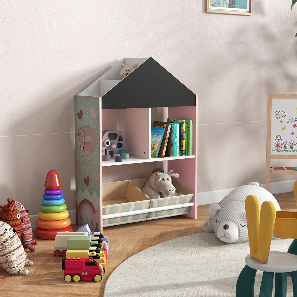 Children's Toy Storage Unit with Removable Shelves and Drawers. Pink
