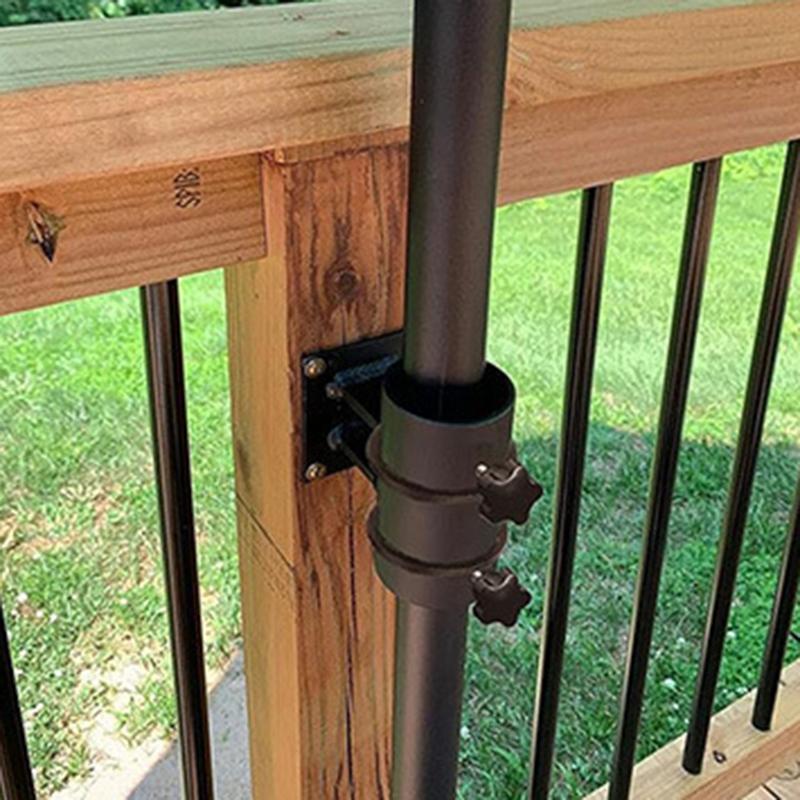 Terrassen-Sonnenschirmständer Verstellbarer Außen-Schirmständer Werkzeuge Metall-Deckgeländer Schirmhalter Praktische Handwerkzeuge