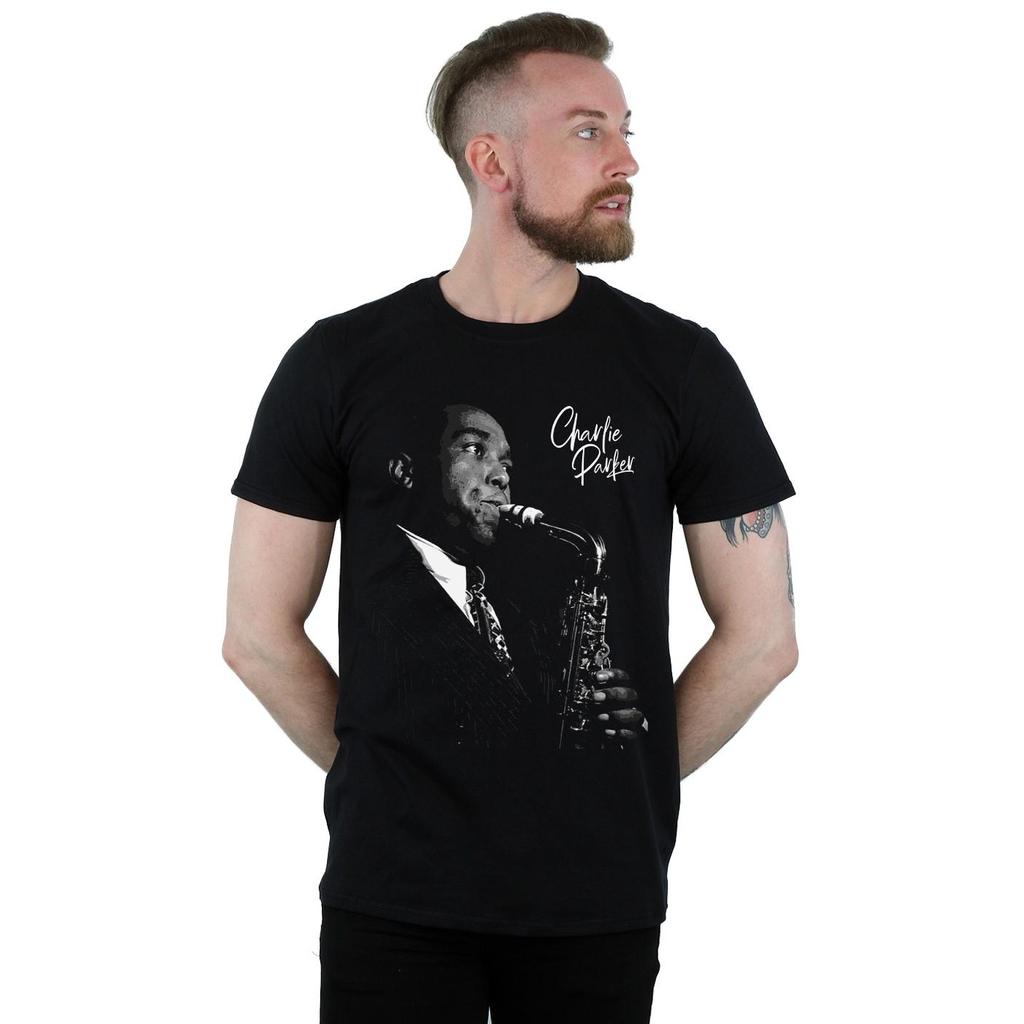 Charlie Parker Mens Playing Saxophone T-Shirt