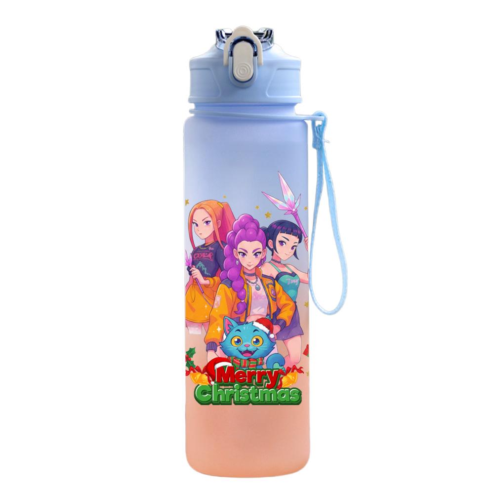 750Ml Water Bottle Anime Christmas K-Pop Demon Hunters Printed Large Capacity Drinking Cup Portable Outdoor Sports Water Cup Children Kid Gift