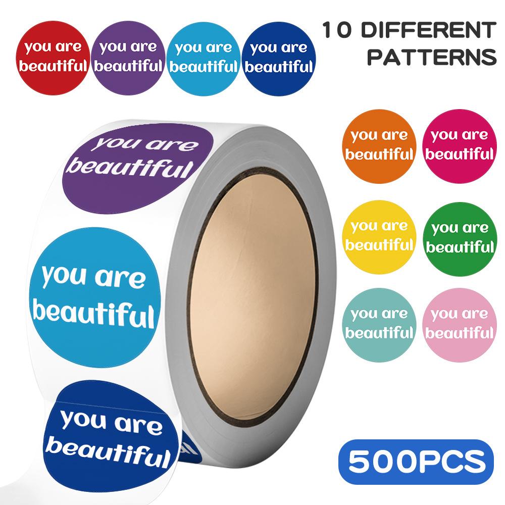 

500 You Are Beautiful Stickers: Decorative Seals for Notebooks, Bottles, Phones & Envelopes JJT225