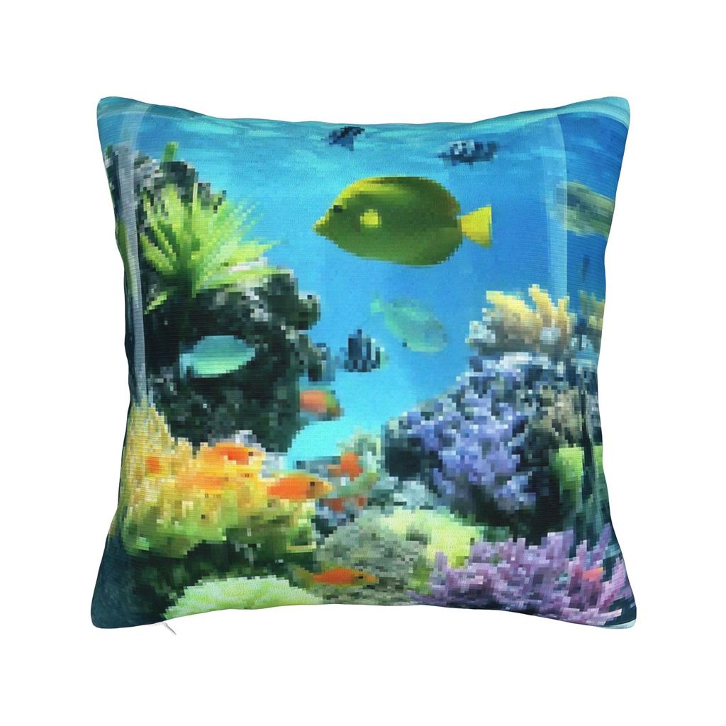 Frutiger Aero Fishies Square Pillow Cases Cushion Covers Awesome Zipper Decor Pillowcase for Seat 40x40cm