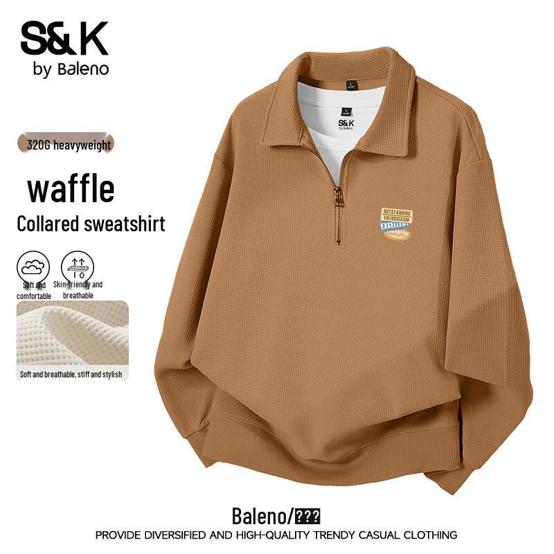 Baleno Men's S&K Heavy Waffle Knit Half-Zip Long-Sleeve Top