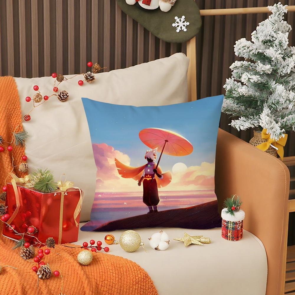 S-Sky Children of the Light Pillow Case Anti-dustmite Pillow Invisible Zipper Silky Short Plush Sofa Cushion Cover