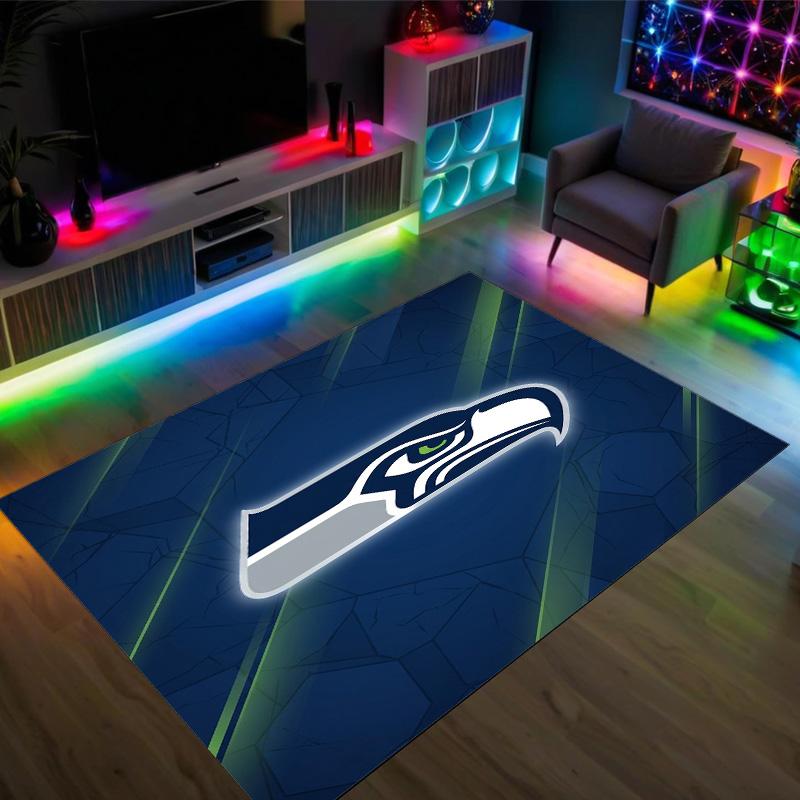Seattle Seahawks Design Crystal Velvet Carpet Cozy Non?Slip Printed Rug For Bedroom Living Room Entrance