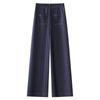 Women's Dark Blue Tencel Wide-Leg Jeans - 2025 Spring/Autumn Collection