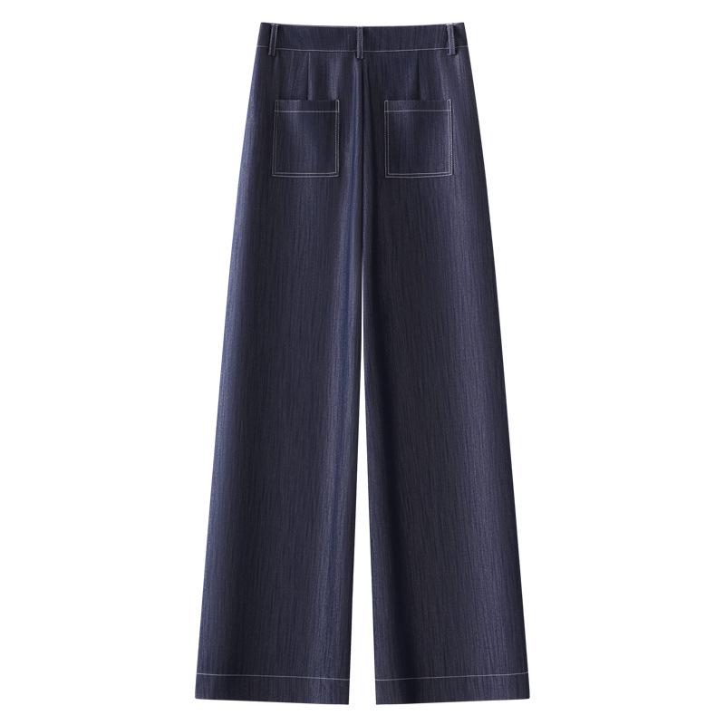 Women's Dark Blue Tencel Wide-Leg Jeans - 2025 Spring/Autumn Collection