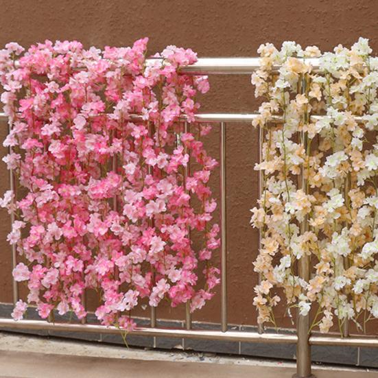 Artificial Cherry Blossom Fresh-keeping 135 Flower Head Faux Silk Flower Wall Hanging Artificial Rose Vine for Wedding