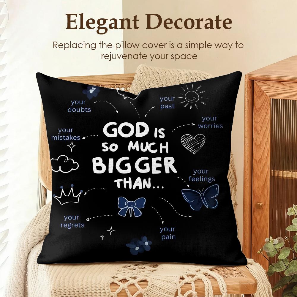 God Is So Much Bigger Than Cushion Cover Natural Linen Organic Fabric DoubleSided Printing Sofa Home Decor Gift Pillow Case