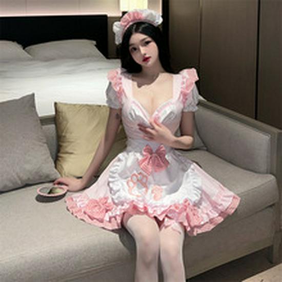 Schwarz-Weißes Dienstmädchenkostüm Cosplay-Kleid für Café, Arbeitskleidung oder Party