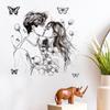 Valentine‘s Day Sweet Couple Wall Sticker Self-Adhesive Removable for Bedroom Living Room Wedding Home Wall Decoration