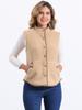 Allegra K Women's Fleece Vest, Soft Plush Outerwear with Pockets and Buttons, Sleeveless Fuzzy Jacket, Brown, Size L