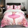 3Pc Ballet Princess Pink Floral Duvet Cover Set, 1*Duvet Cover + 2*Pillowcases, Three-Piece Bedding Set, Suitable for All Seasons, Machine W