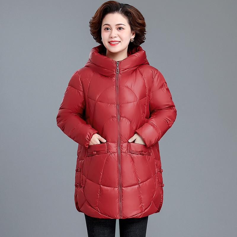 Middle Aged Mother Winter Down Cotton Jacket Bright Face Korean Quilted Coat Thicken Warm Grandma Snow Wear Parkas