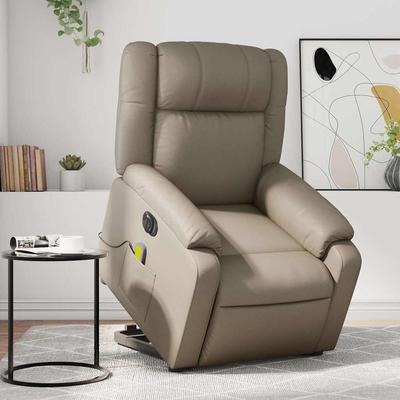 Vidaxl Reclining Chair with Standing Function and Massage, Electric, Cappuccino