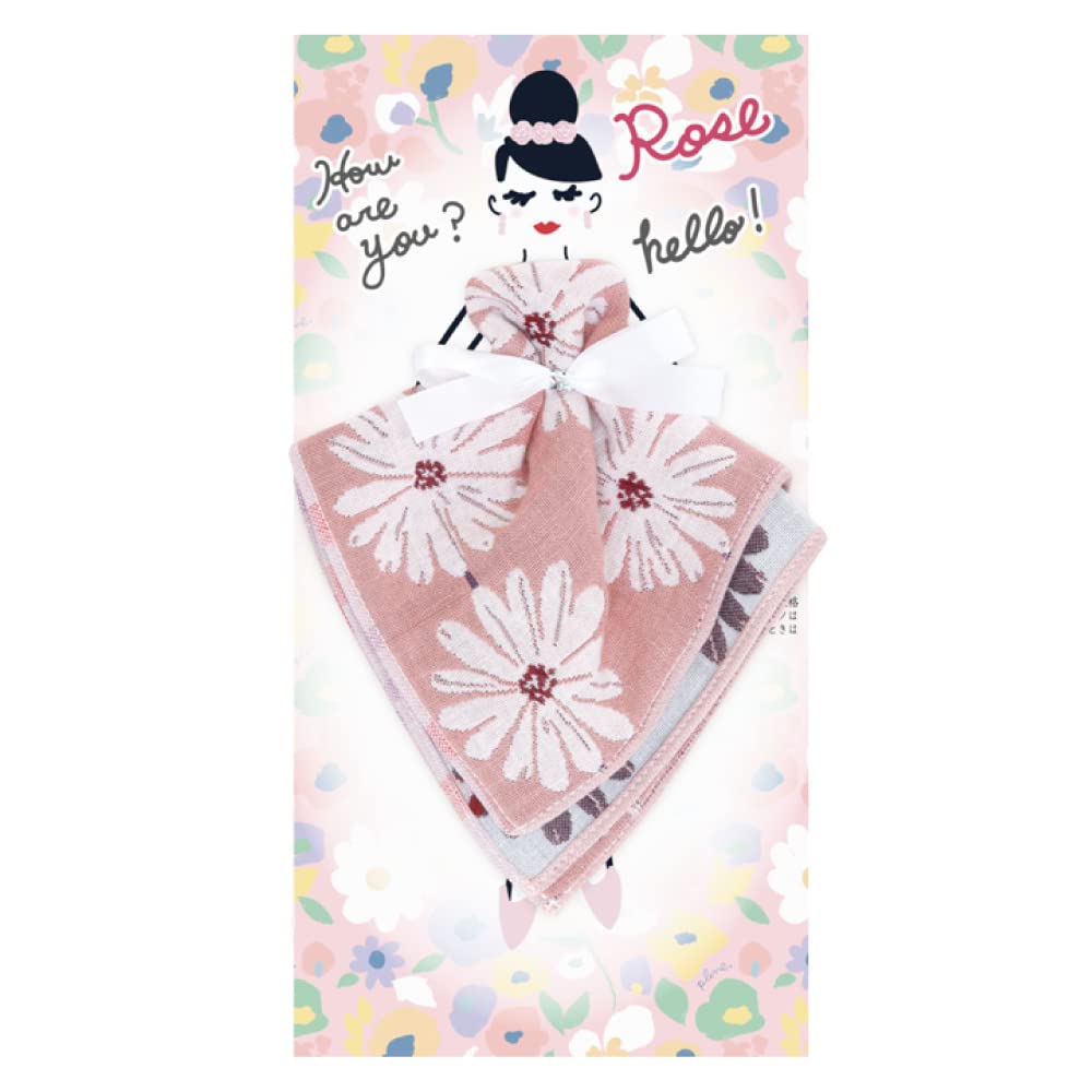 

Japanese-made Imabari towel handkerchief triple gauze gift (Rose white flower) clear box type