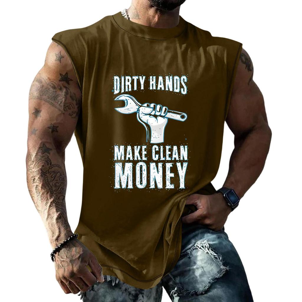 Men Sleeveless Muscle Tank Top Casual Loose Fit Workout Shirt Labor Day Graphic Print Comfortable Lightweight Fabric