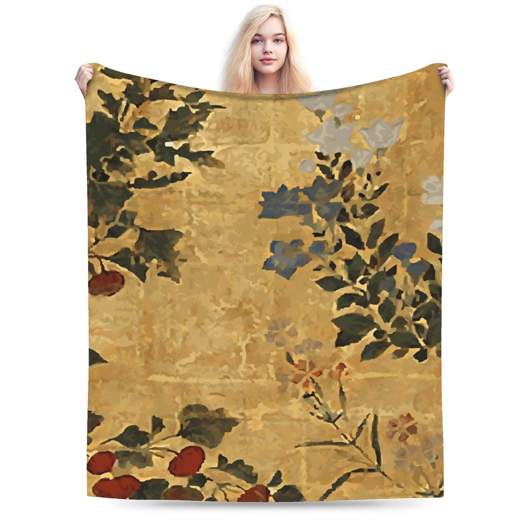 Vintage Poppy Warm Soft Blankets Students Plush Throw Blanket Print Home Decor Flannel Bedspread Sofa Bed Cover