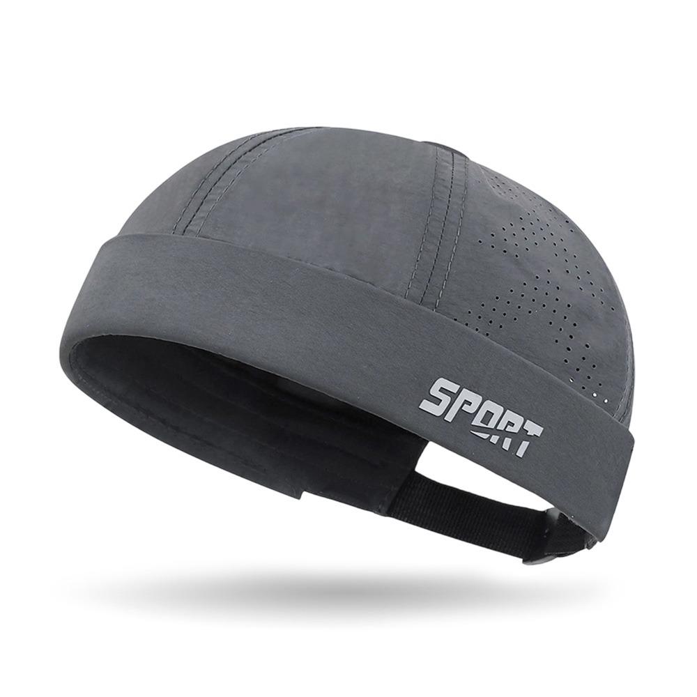 Zomer muts Straatmuts Hip Hop Mesh Ademend Randloos Docker Cap Effen Kleur Sneldrogend Meloen Beanie Muts Voor Mannen Vrouwen gray