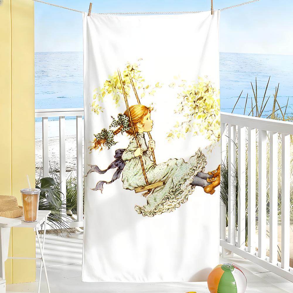 Art S-Sarah Kay Schaukelmädchen Handtuch Weich Pool Geschenk für Reise Fitnessstudio Dusche Camping Schnelltrocknend Sport Große Strandhandtücher