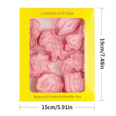 8Pcs Congrats Graduation Cookie Cutter Biscuit Mold Press Plastic Cookie Mold