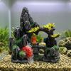 Water Wheel Aquarium Ornament MossLike Aquatic Habitat Scenic Mountain Decor Resin