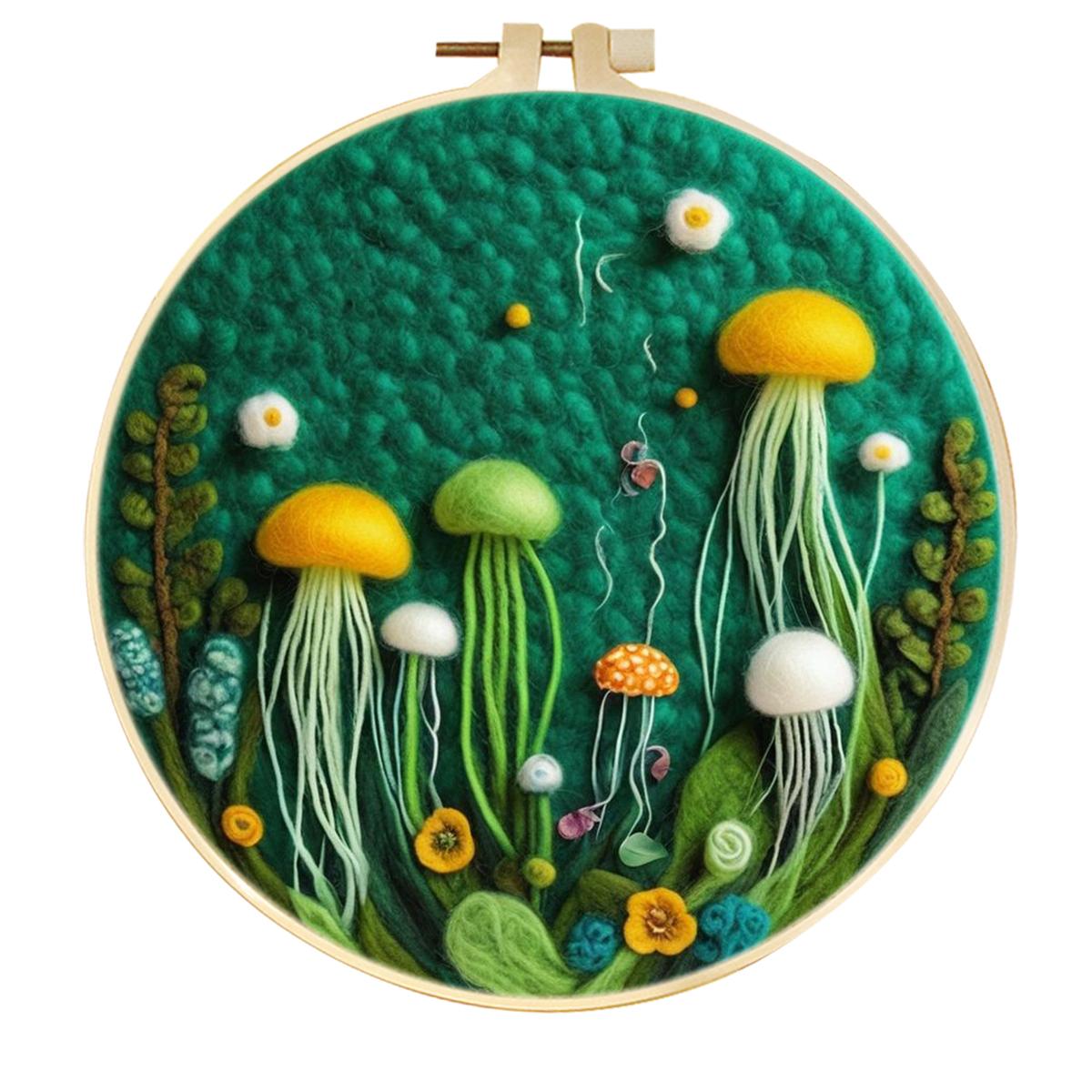 

CHENISTORY Cute Seahorse Felted Wool Picture Needle Felting Painting Kits Beginners DIY Wool Needle Felting Kit Home Decoration