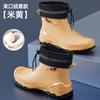 New Men's Rain Shoes Low-top Water Shoes Wear-resistant and Warm Rain Boots Short Tube Fishing Waterproof and Non-slip Rubber Shoes