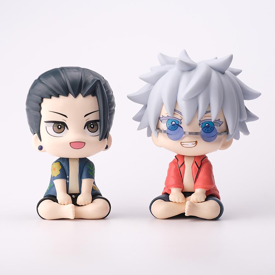 Anime Jujutsu Kaisen Gojo Satoru Geto Suguru Action Figure Q Version Look Up Sitting Pose Beach Outfit Pvc Collectible Model Toy