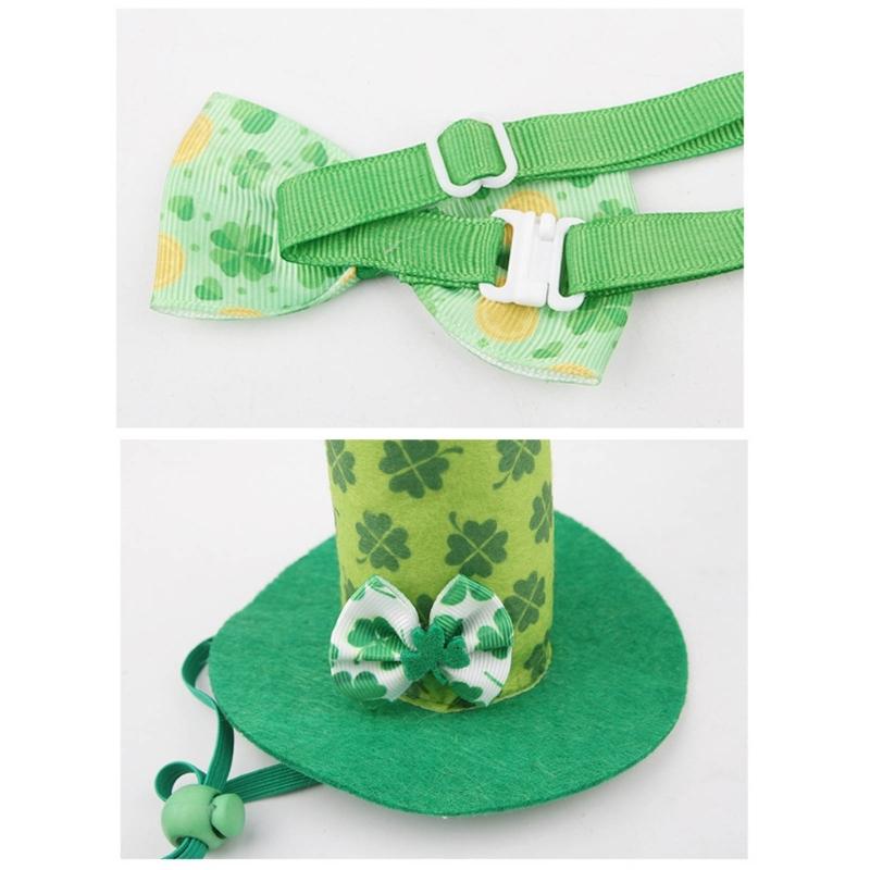 Dog Top Hat Collar Holiday Shamrocks for Small Medium Girl Dogs Cats Dog Collar Necklaces Kerchief Costumes