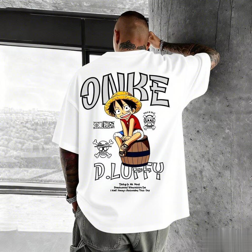 

Oversized Anime Graphic Tshirt Men One Piece Luffy Women Loose Casual Short Sleeve Tee Streetwear New Summer Fashion Y2k Tops M