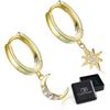 Star and Moon Gold Plated Silver Hoop Earrings 925 Silver