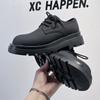 Derby shoes men's leather shoes low-top Martin simple thick-soled heightening black tooling shoes casual men's leather shoes 3225-A