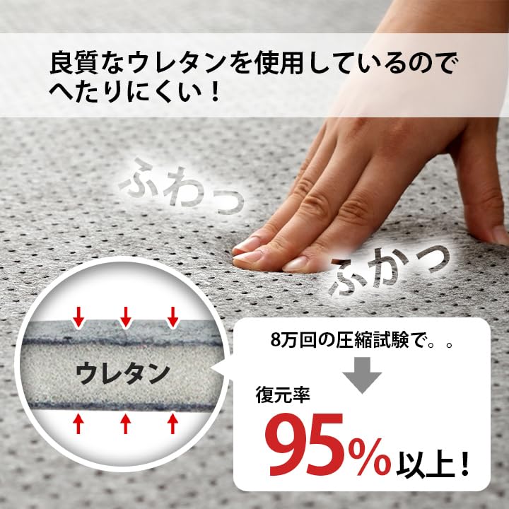 IKEHIKO Rug Mat Underlay Carpet Thick Rectangular 1.5 Tatami Mat Nice Gray Approx. 125 X 180cm Thickness 15mm Soundproof Durable Cushion Non-slip Stay