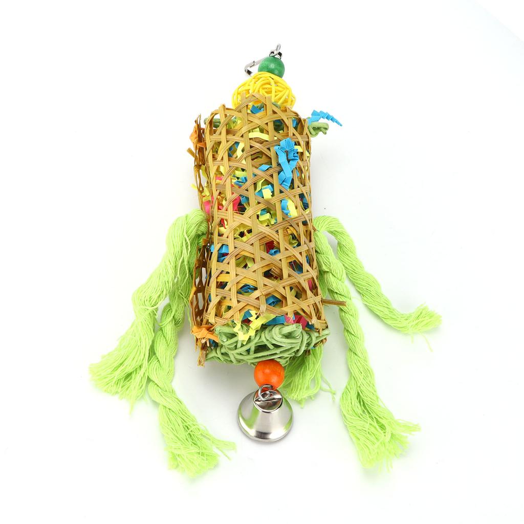 Bamboo Woven Bird Bite Toy Chew Training Paper Silk Cotton Rope Bird Hanging Toy for Pet Birds