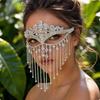 Verzierte Geometrische Maskerade Maske mit Strasssteinen Funkelnder Strassstein-Fransen