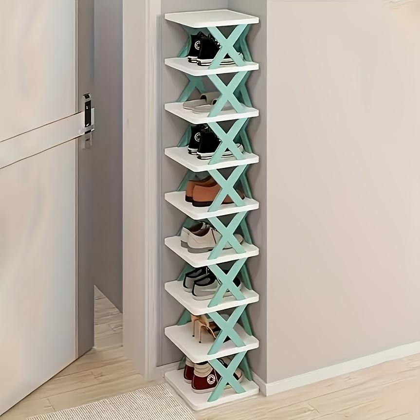 2-Tier Space-Saving Foldable Shoe Rack, Suitable for RVs, Bathrooms, and Dormitories - Durable PP Plastic, Compact Lightweight Storage Box