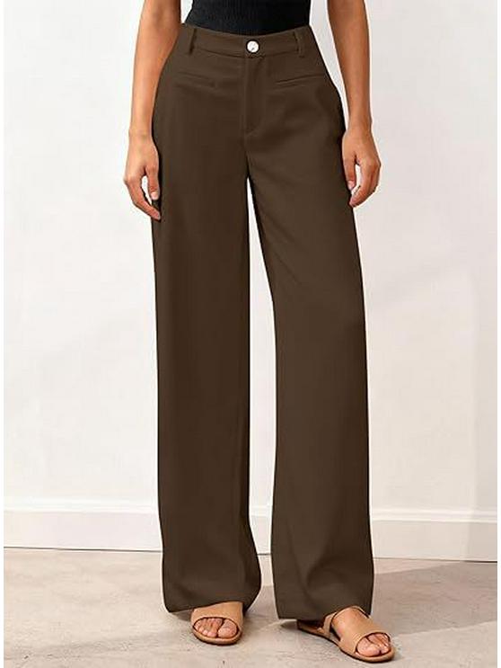 European-American High-Waisted Wide-Leg Women's Suit Pants - Simple Drapey Style for Spring/Summer Business Casual