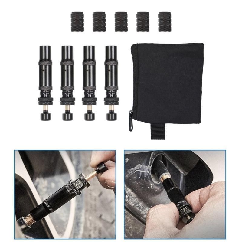 Screw On Auto Shut Off Tire Deflator set Adjustable Air Release Valves Tire Air Down Tool set for Offroad Vehicle Tires