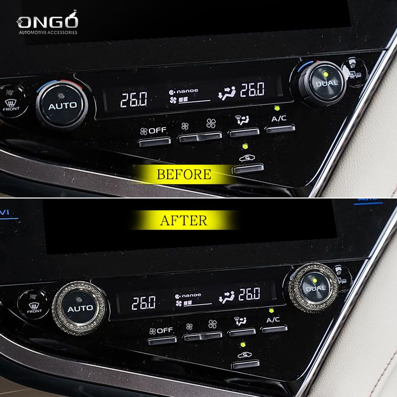 ONGOXD Toyota Corolla Starter Switch Ring Air Conditioner Knob Diamond Crystal Decoration Plate Interior