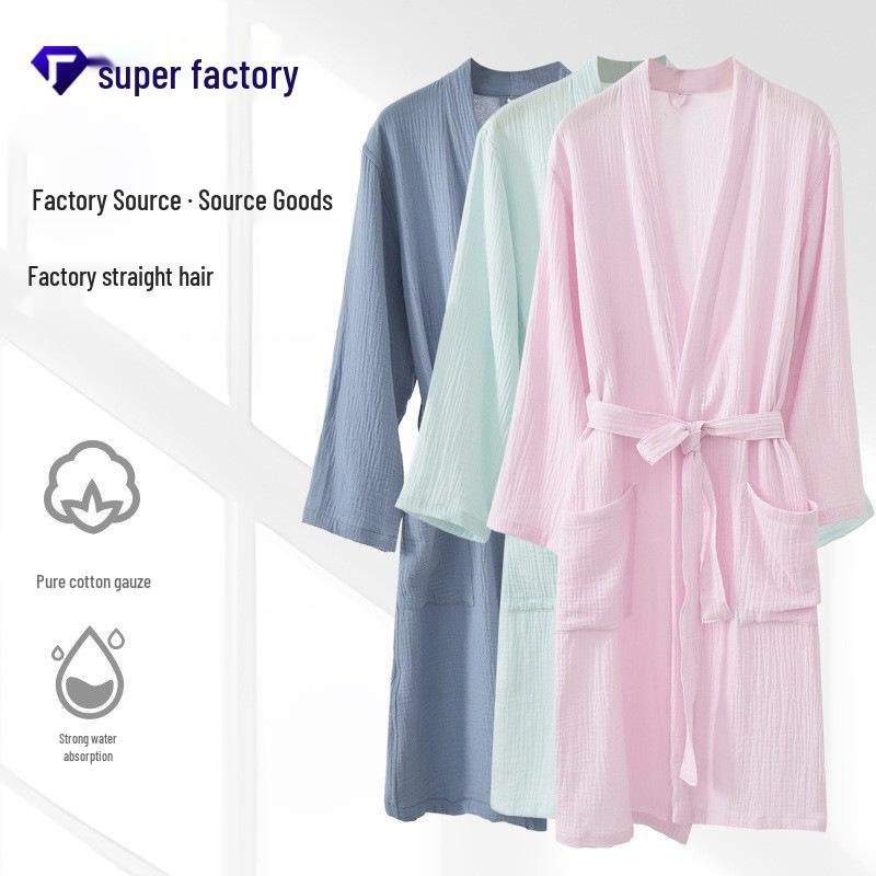 Cotton Crepe Yukata Bathrobe: 26 Styles Spring/Summer, Unisex, Lightweight Pajamas & Home Robe for Couples.