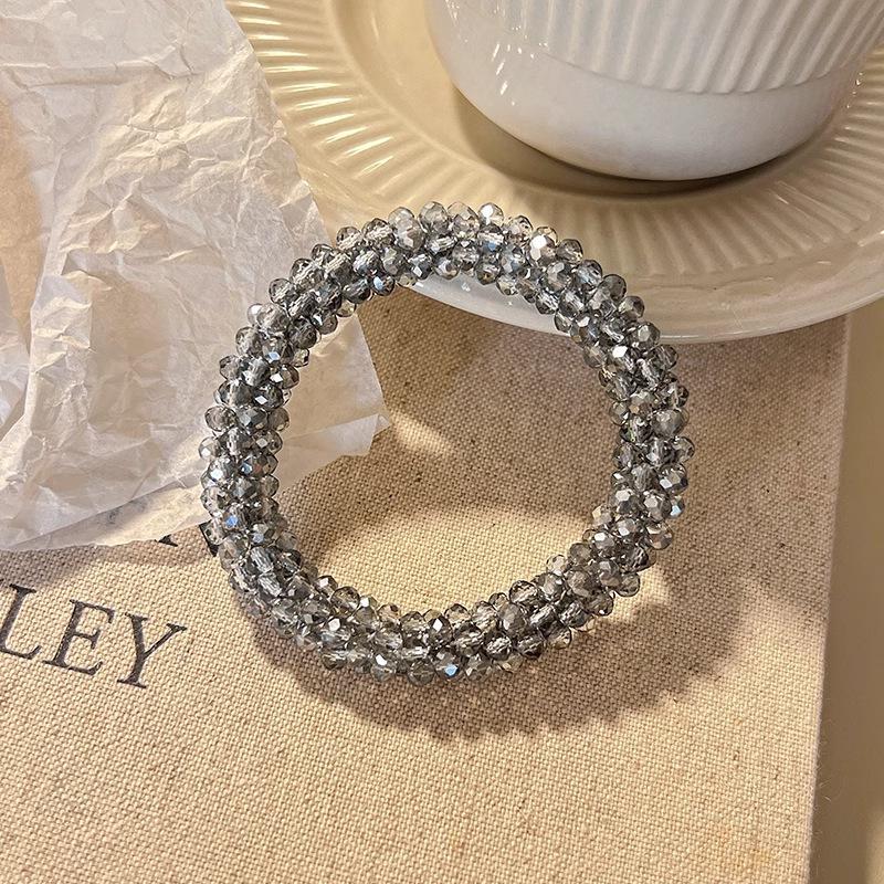 

1 шт. Новая хрустальная бисерная повязка на голову для женщин; Эластичная резинка для волос для высокого хвоста и пучка; Двойное использование в качестве браслета