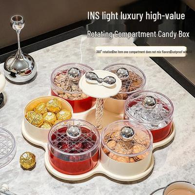 Hochwertige drehbare Snack- und Süßigkeiten-Frucht-Aufbewahrungsbox für den Couchtisch im Wohnzimmer