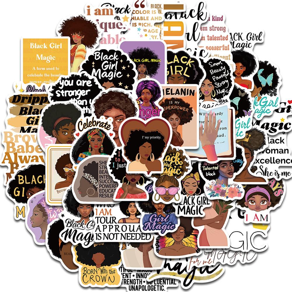 50PCS Black Magic Affirmation Sticker Modern Waterproof Classic DIY Scrapbook Coffee Luggage Skateboard Art Picture Sticker